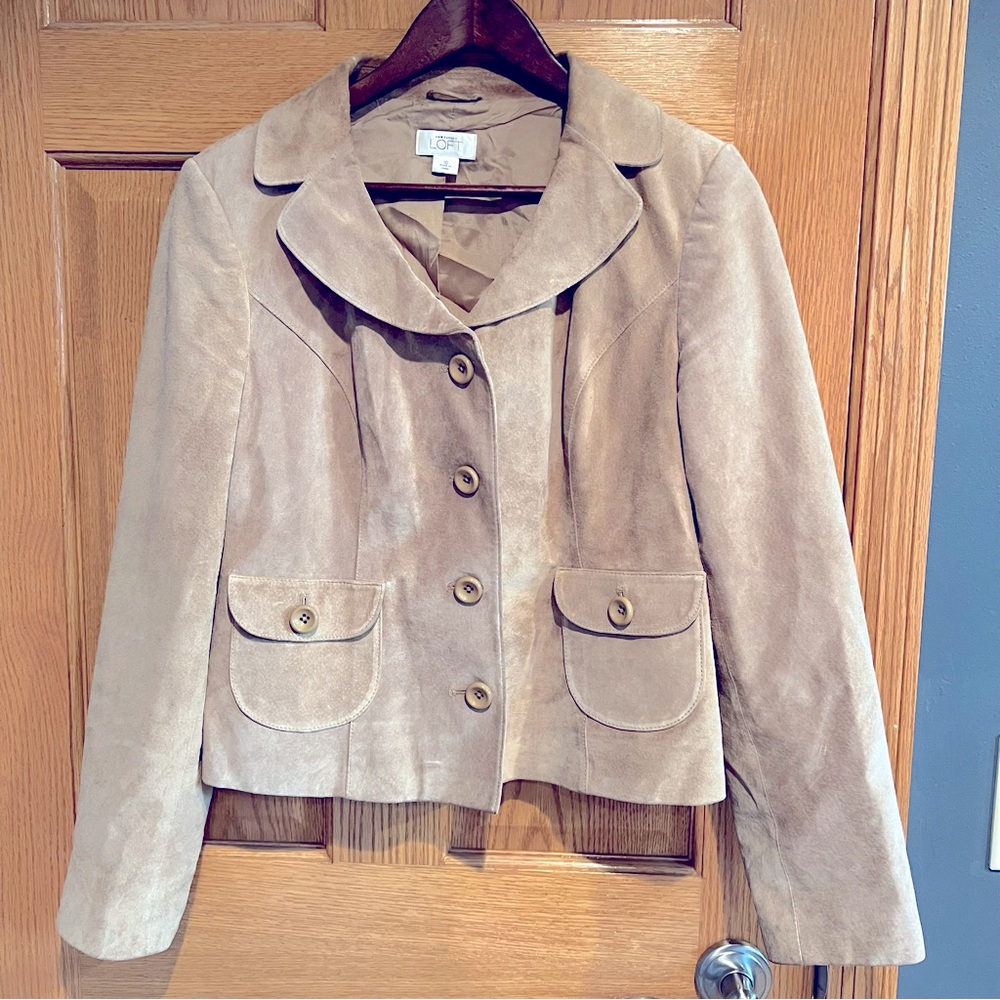 Ann Taylor Loft Suede Tan Leather Jacket